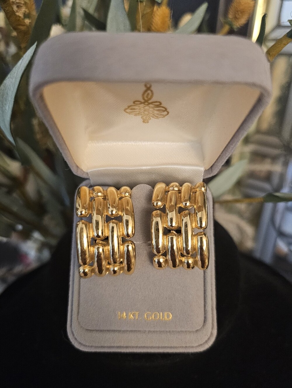 Givenchy Vintage Wide Basketweave Chain Clip-on Earrings